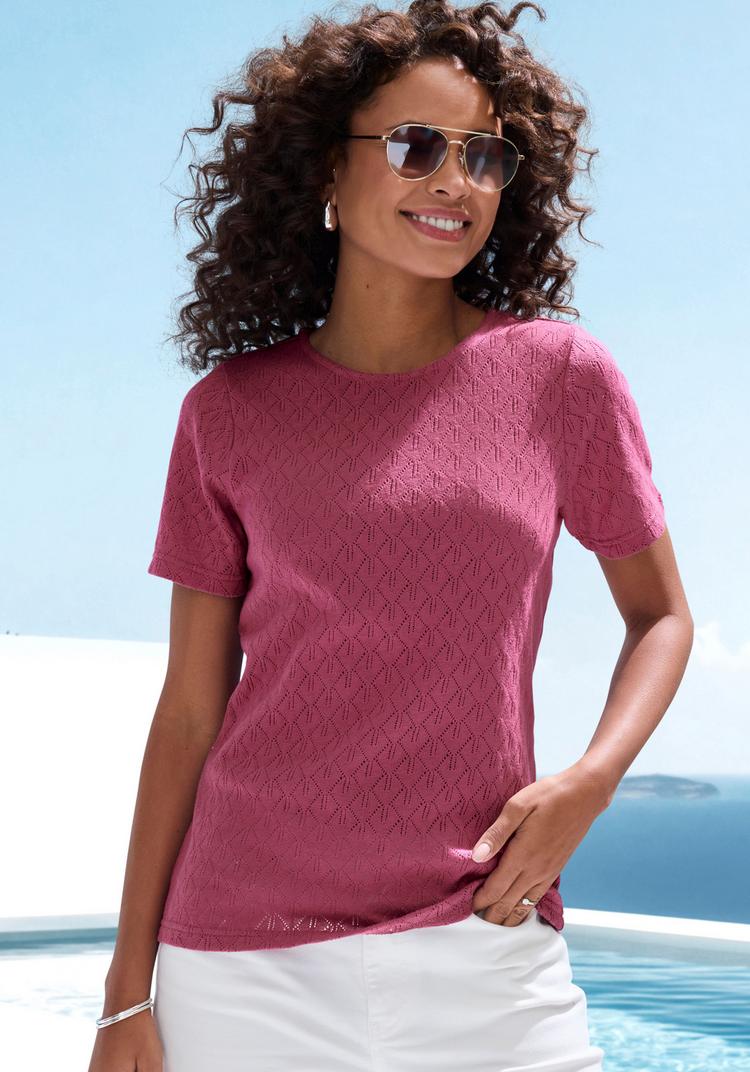 Vivance Vivance Kurzarmshirt T-Shirt Damen - taupe, beere - 1 | SportScheck