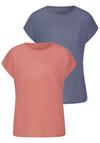 Vivance Kurzarmshirt T-Shirt Damen - apricot, indigo