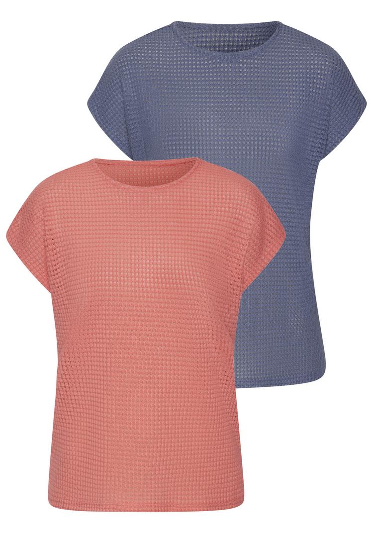 Vivance Vivance Kurzarmshirt T-Shirt Damen - apricot, indigo - 0 | SportScheck