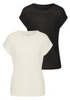 Vivance Kurzarmshirt T-Shirt Damen - creme - schwarz