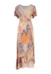 Buffalo Maxikleid Maxikleid Damen - orange-blau-bedruckt