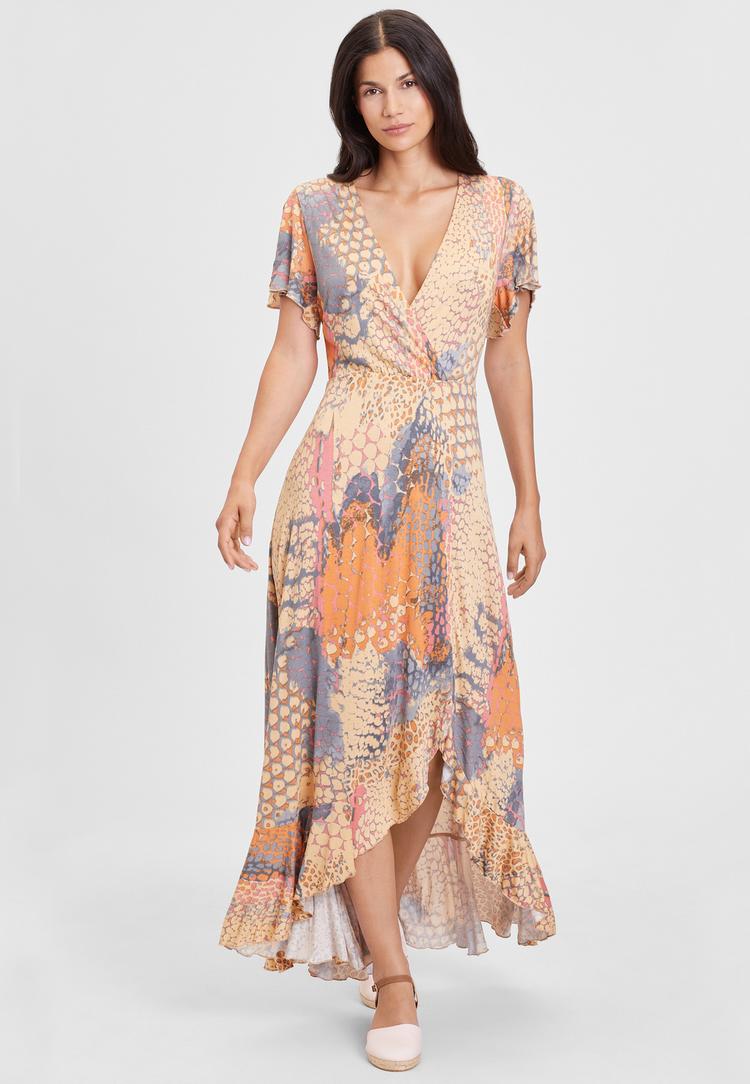 Buffalo Buffalo Maxikleid Maxikleid Damen - orange-blau-bedruckt - 1 | SportScheck