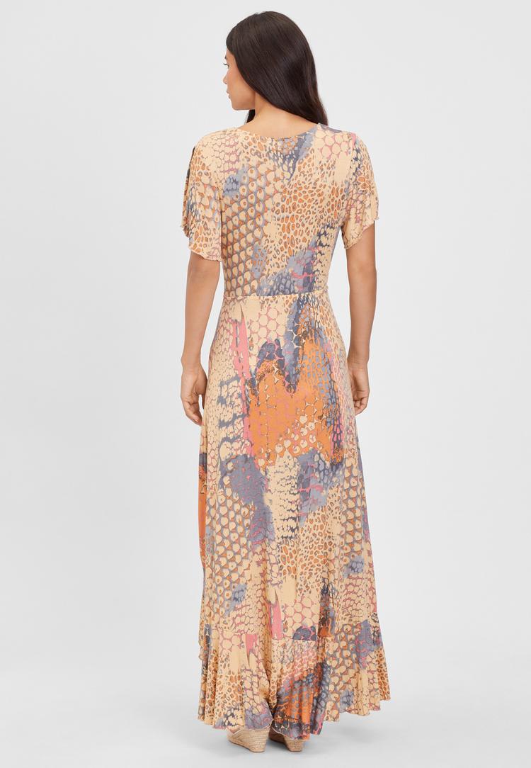 Buffalo Buffalo Maxikleid Maxikleid Damen - orange-blau-bedruckt - 2 | SportScheck