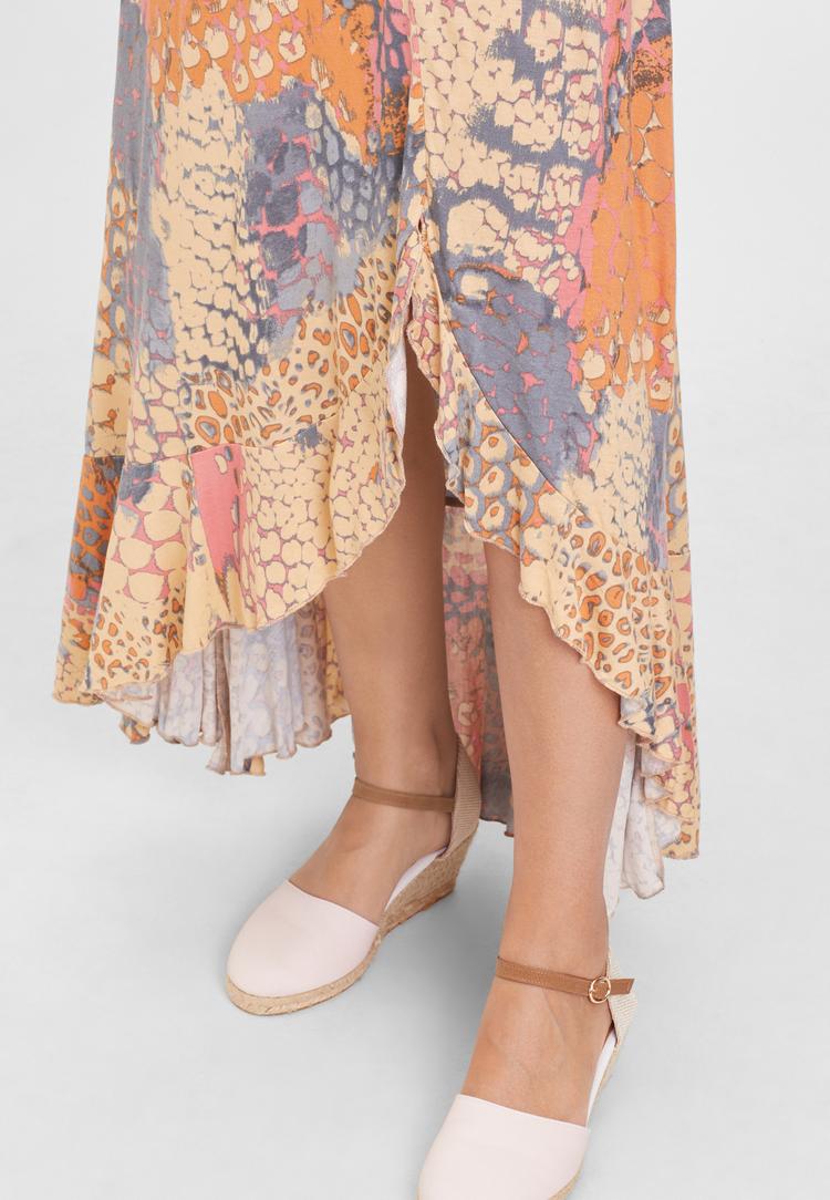 Buffalo Buffalo Maxikleid Maxikleid Damen - orange-blau-bedruckt - 1 | SportScheck