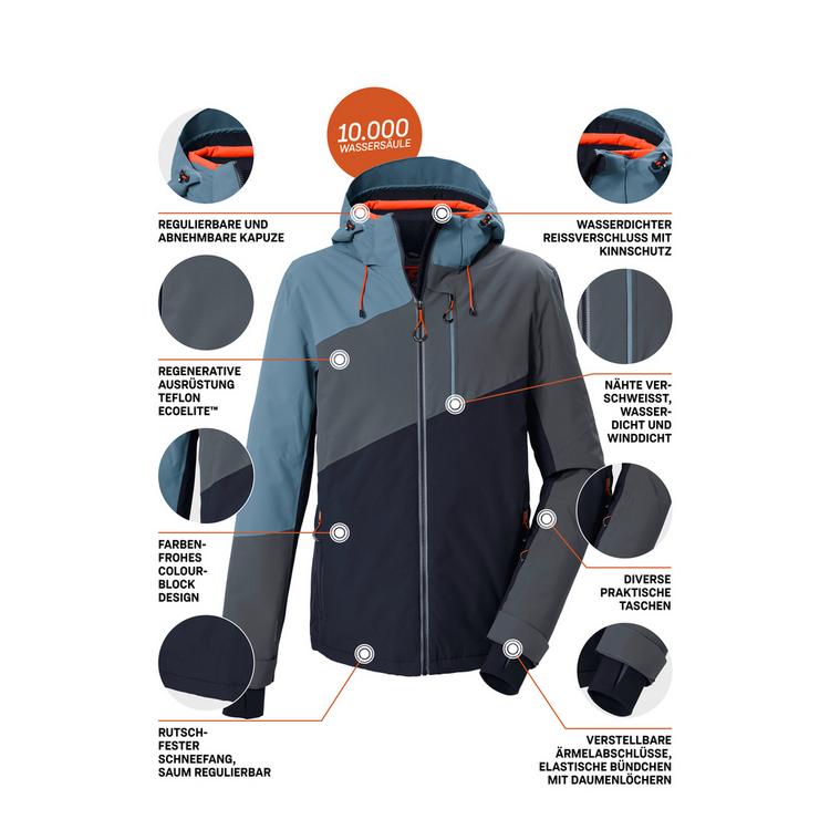 KILLTEC KILLTEC Funktionsjacke mit abzippbarer Kapuze Skijacke Herren - Blau3056 - 3 | SportScheck