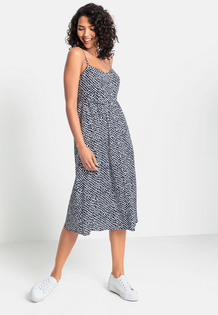 Lascana Lascana Sommerkleid Tr&auml;gerkleid Damen - marine-creme bedruckt - 1 | SportScheck