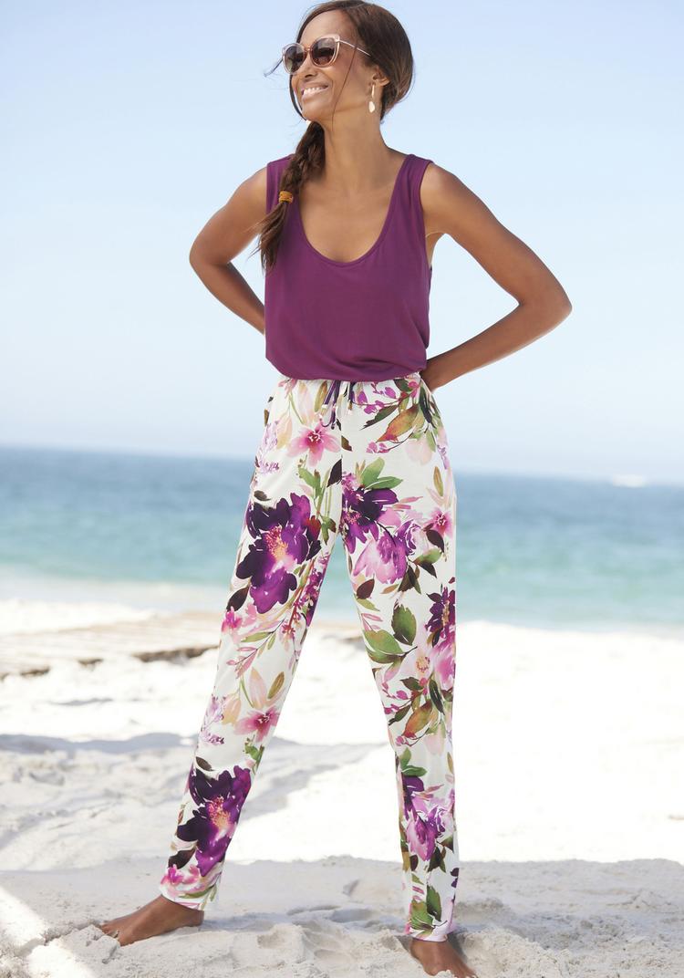 BEACH TIME BEACH TIME Jerseyhose Printhose Damen - wei&szlig; bedruckt - 1 | SportScheck