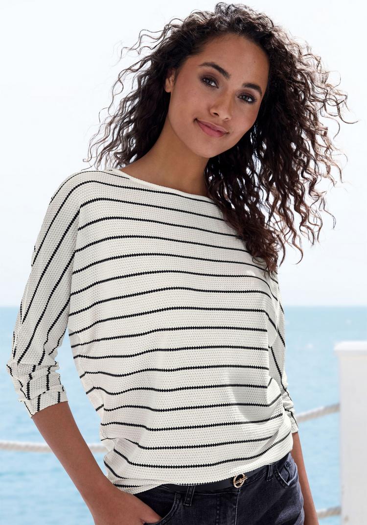 Vivance Vivance 3/4-Arm-Shirt Longshirt Damen - wei&szlig; - schwarz - 0 | SportScheck