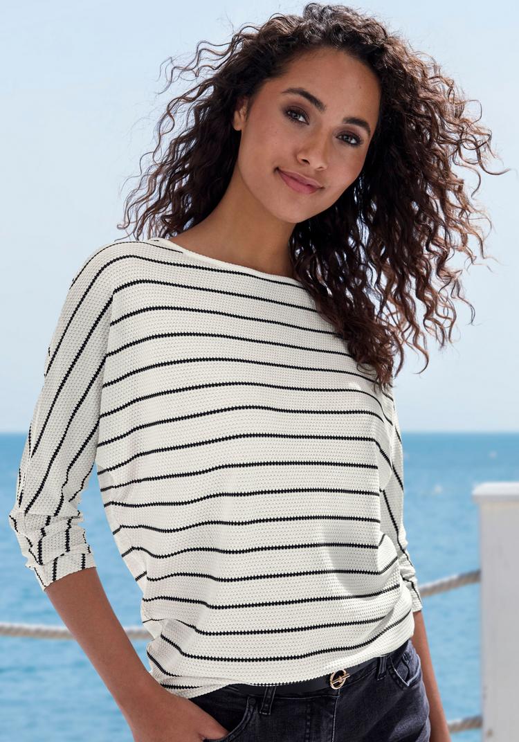 Vivance Vivance 3/4-Arm-Shirt Longshirt Damen - wei&szlig; - schwarz - 1 | SportScheck