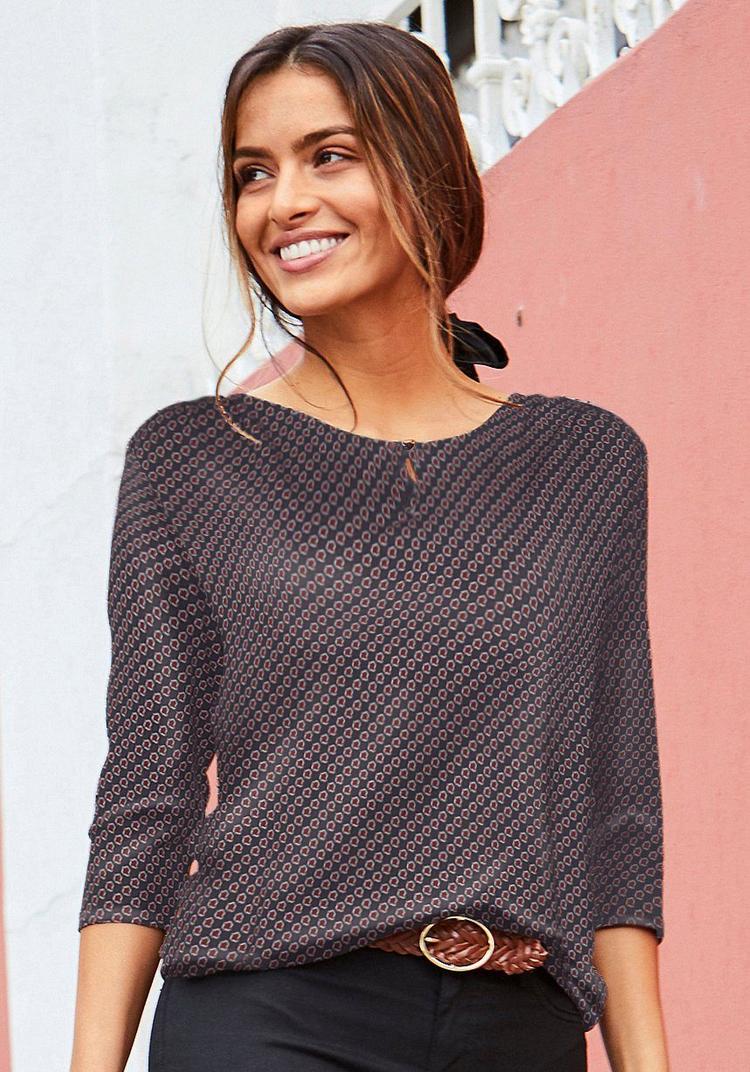 Vivance by Lascana Vivance by Lascana 3/4-Arm-Shirt Longshirt Damen - navy - 0 | SportScheck