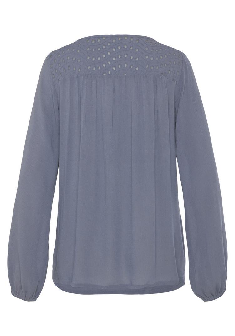 Lascana Lascana Crepebluse Langarmbluse Damen - smokey blue - 0 | SportScheck
