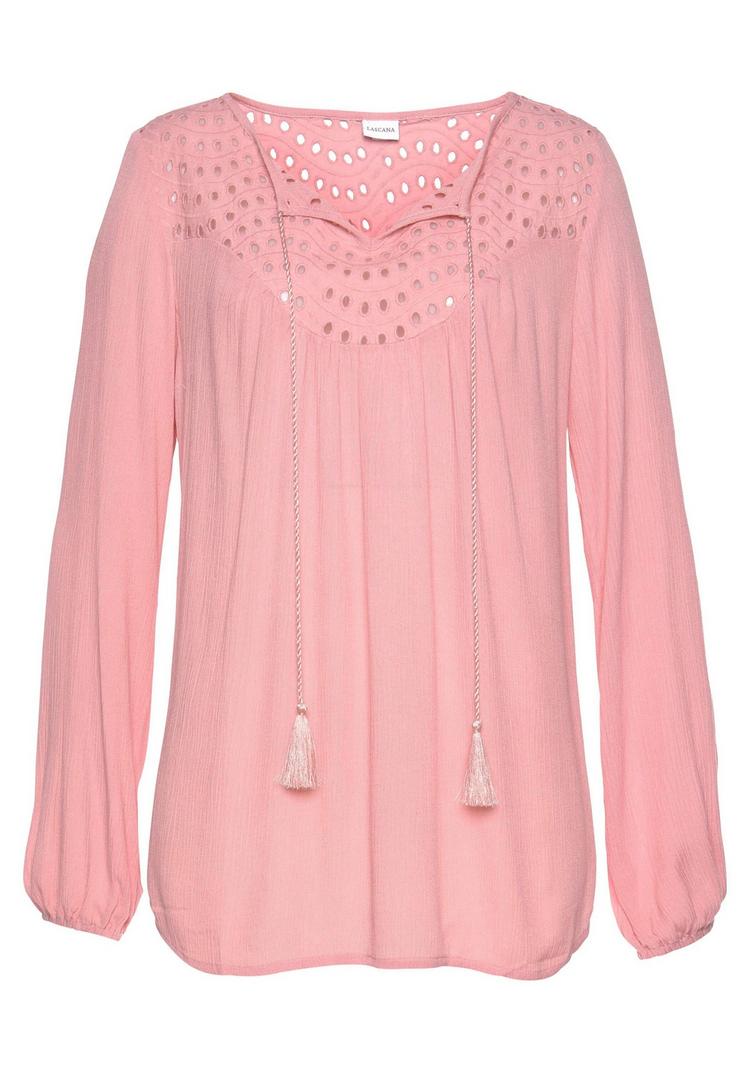 Lascana Lascana Crepebluse Langarmbluse Damen - mauve - 0 | SportScheck