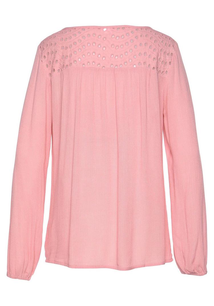 Lascana Lascana Crepebluse Langarmbluse Damen - mauve - 0 | SportScheck
