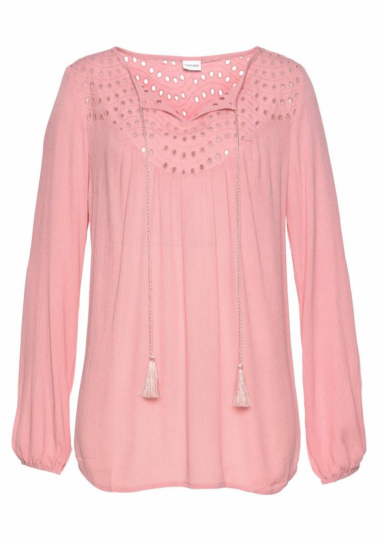 Lascana Lascana Crepebluse Langarmbluse Damen - mauve - 2 | SportScheck