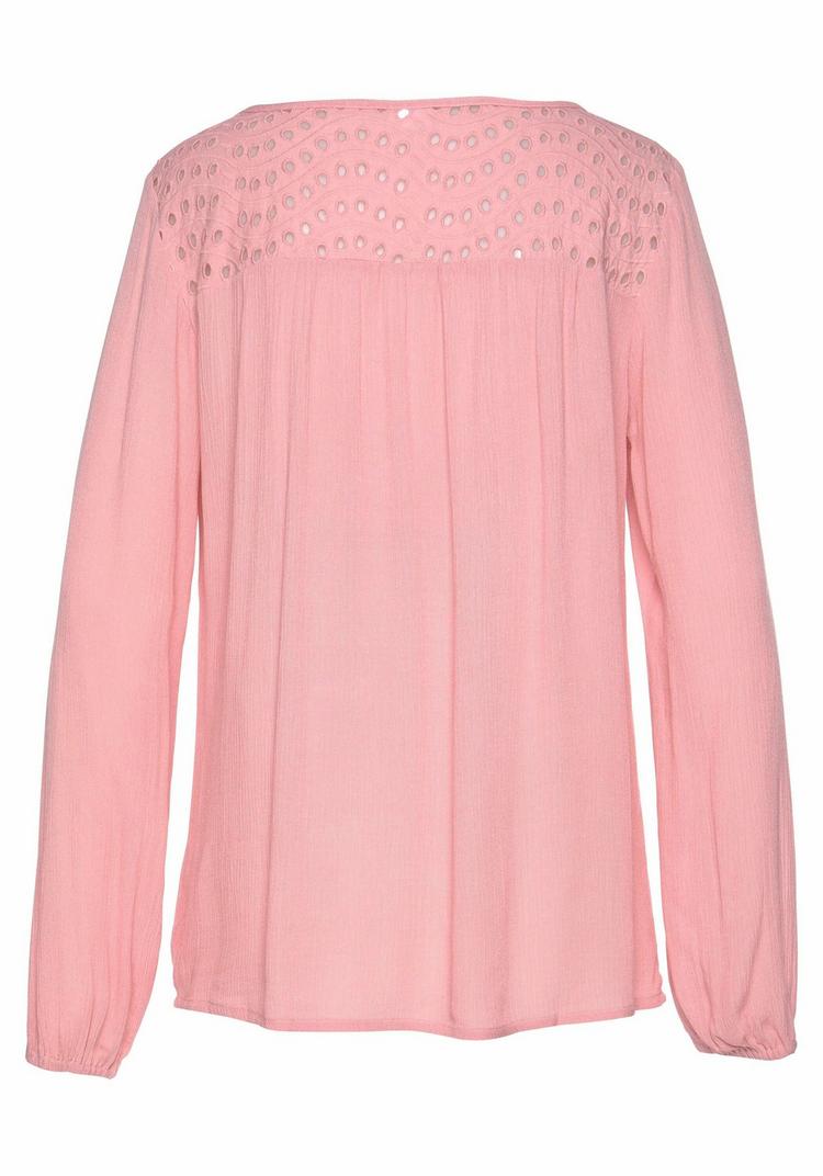 Lascana Lascana Crepebluse Langarmbluse Damen - mauve - 3 | SportScheck