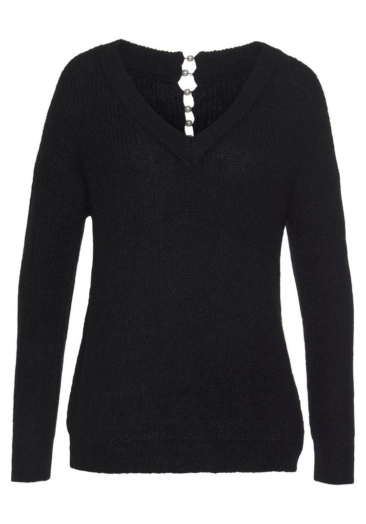 Lascana Lascana V-Ausschnitt-Pullover Strickpullover Damen - schwarz - 2 | SportScheck