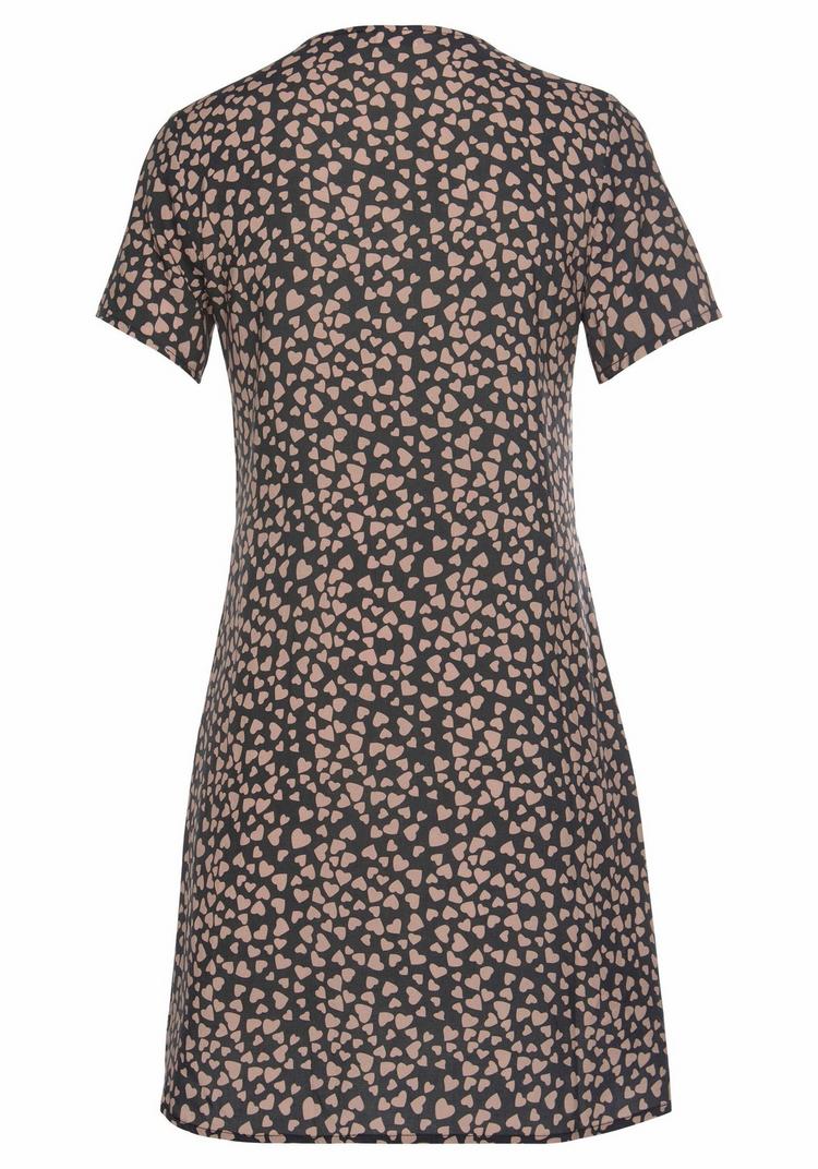 Lascana Lascana Blusenkleid Kurzarmkleid Damen - schwarz-cognac-bedruckt - 0 | SportScheck
