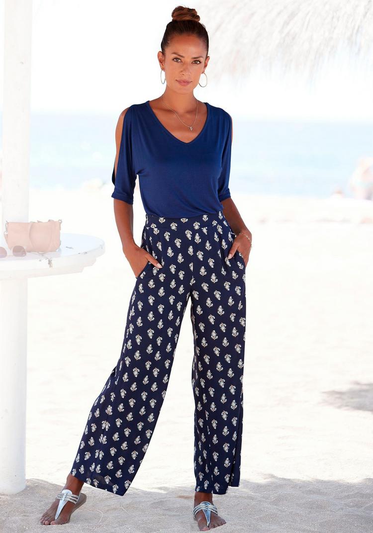 Vivance Vivance Palazzohose Stoffhose Damen - blau - 3 | SportScheck