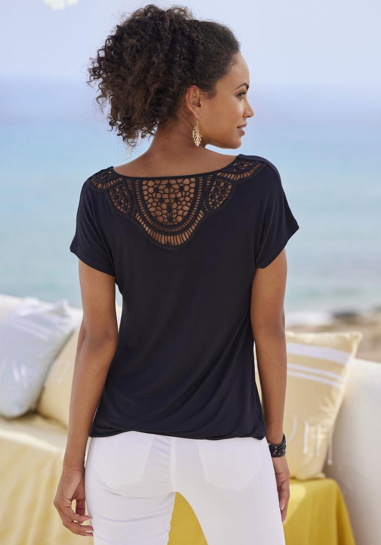 Vivance Vivance Kurzarmshirt T-Shirt Damen - taupe - schwarz - 0 | SportScheck