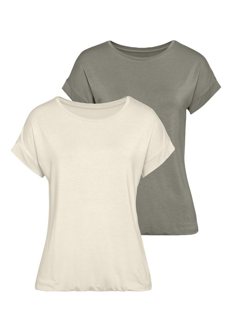 Vivance Vivance Kurzarmshirt T-Shirt Damen - beige, khaki - 0 | SportScheck