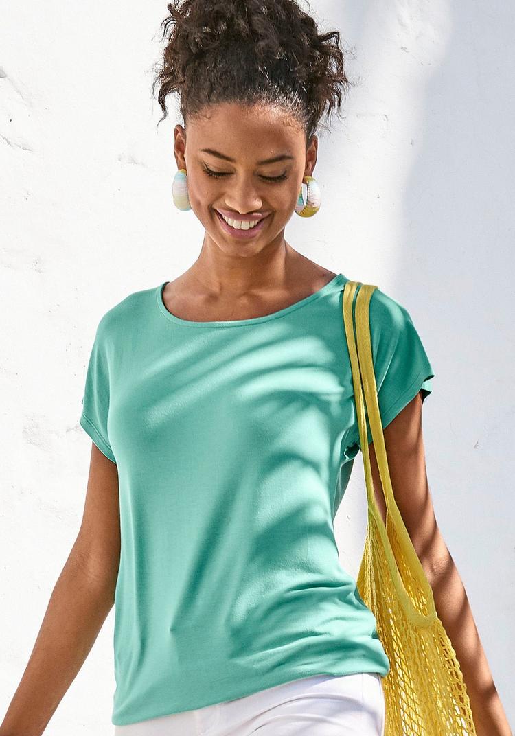 Vivance Vivance Kurzarmshirt T-Shirt Damen - mint - creme - 0 | SportScheck