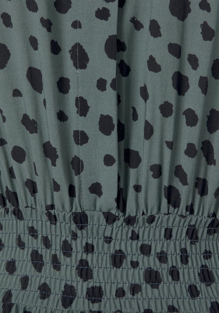 Lascana Lascana Druckkleid Kurzarmkleid Damen - gr&uuml;n-schwarz bedruckt - 0 | SportScheck
