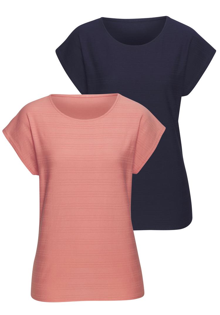 Vivance Vivance Kurzarmshirt T-Shirt Damen - apricot, navy - 0 | SportScheck