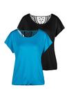 Vivance Kurzarmshirt T-Shirt Damen - t&uuml;rkis - schwarz