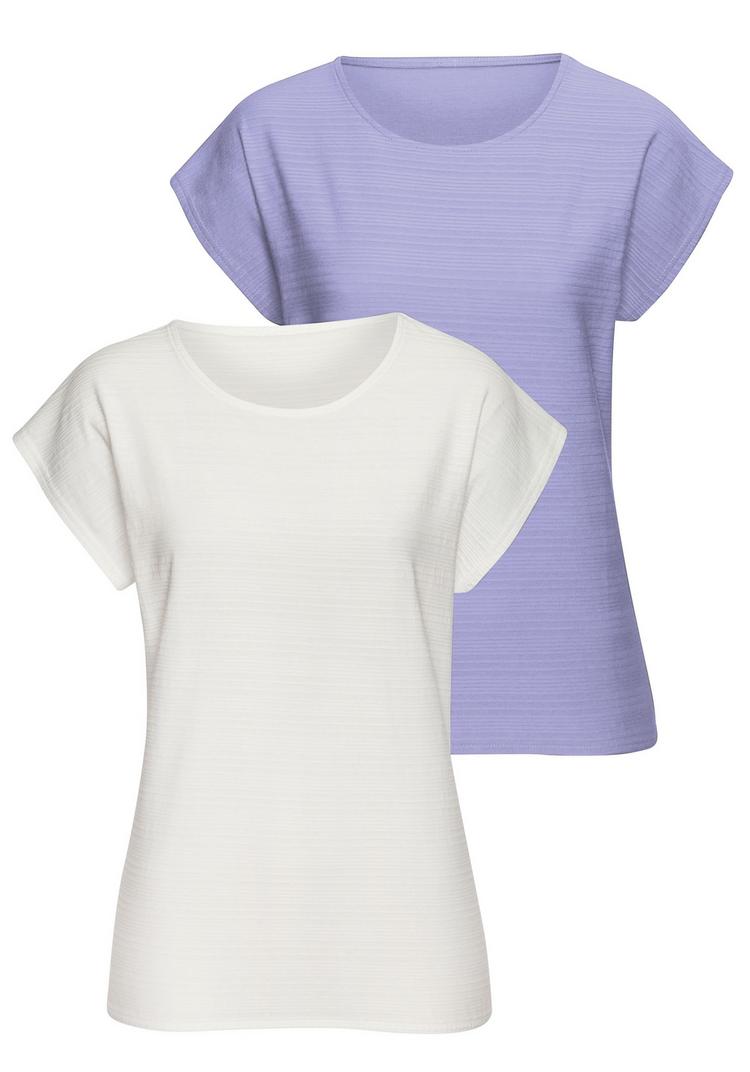 Vivance Vivance Kurzarmshirt T-Shirt Damen - lavendel, creme - 0 | SportScheck