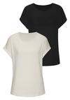 Vivance Kurzarmshirt T-Shirt Damen - schwarz - creme