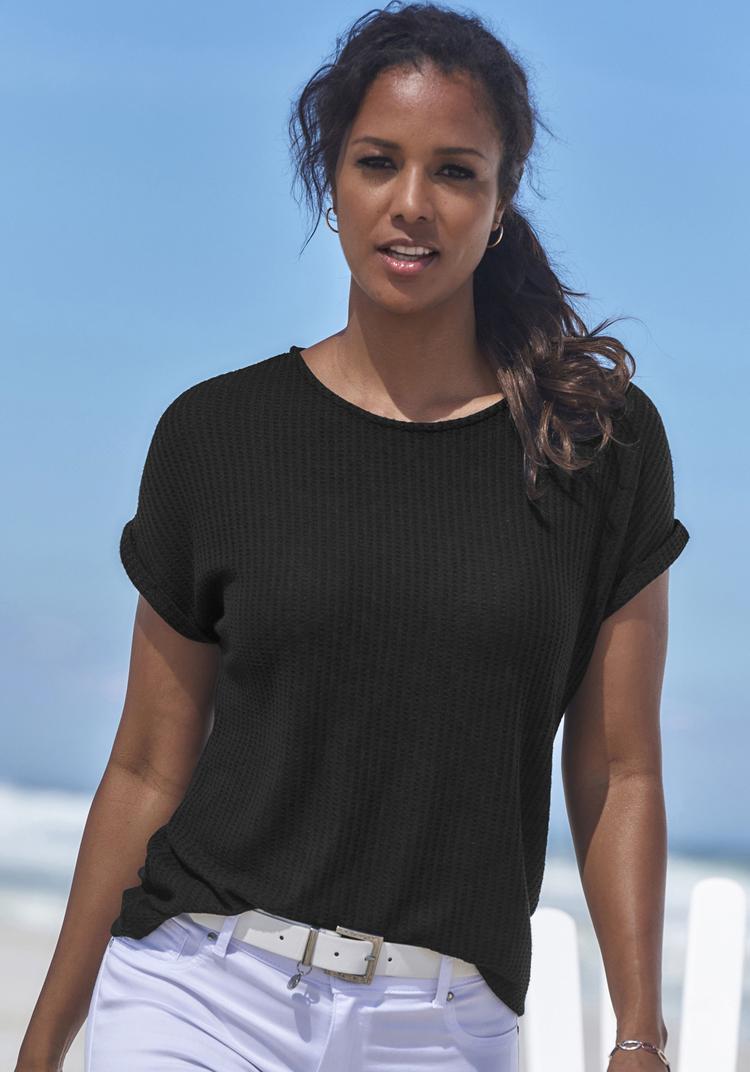 Vivance Vivance Kurzarmshirt T-Shirt Damen - schwarz - creme - 0 | SportScheck