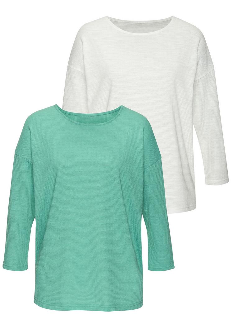 Vivance Vivance Langarmshirt Langarmshirt Damen - t&uuml;rkis, creme - 0 | SportScheck