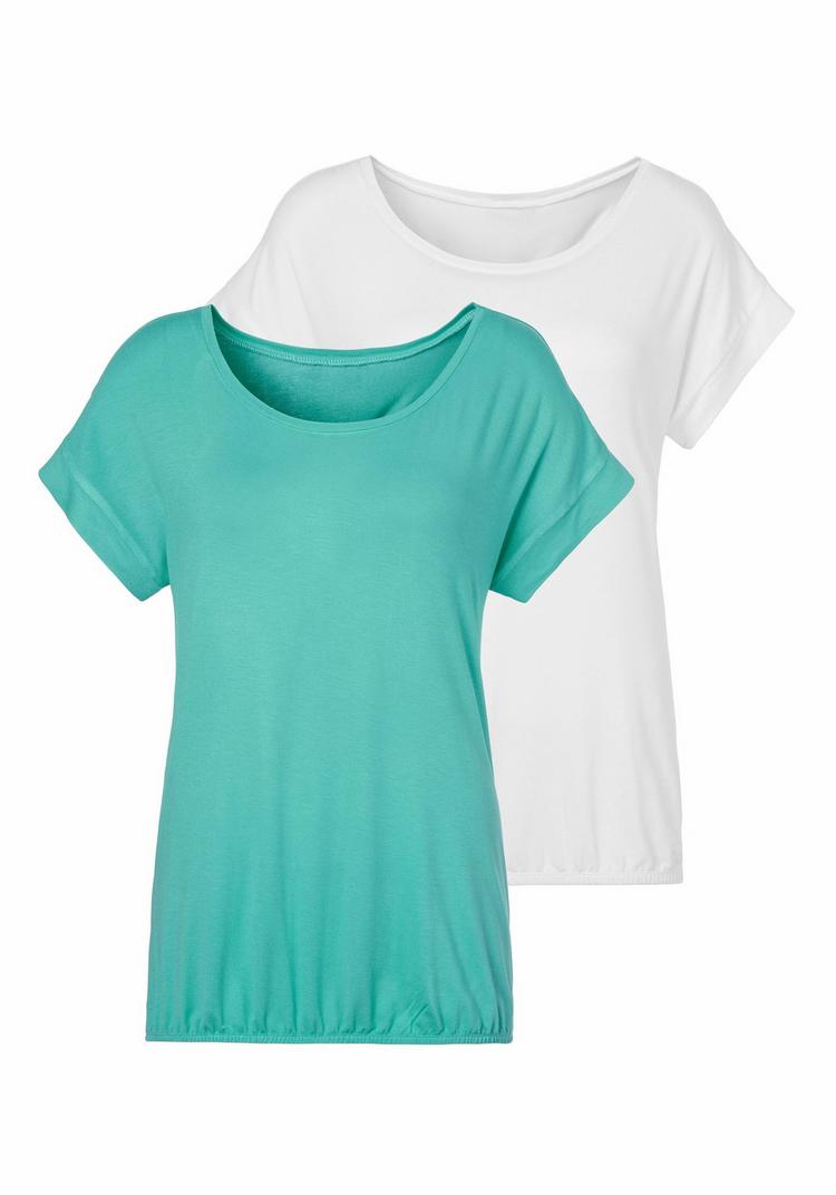 Vivance Vivance Kurzarmshirt T-Shirt Damen - mint - creme - 0 | SportScheck