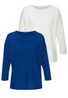 Vivance Langarmshirt Langarmshirt Damen - royalblau, creme