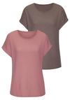 Vivance Kurzarmshirt T-Shirt Damen - beere, taupe
