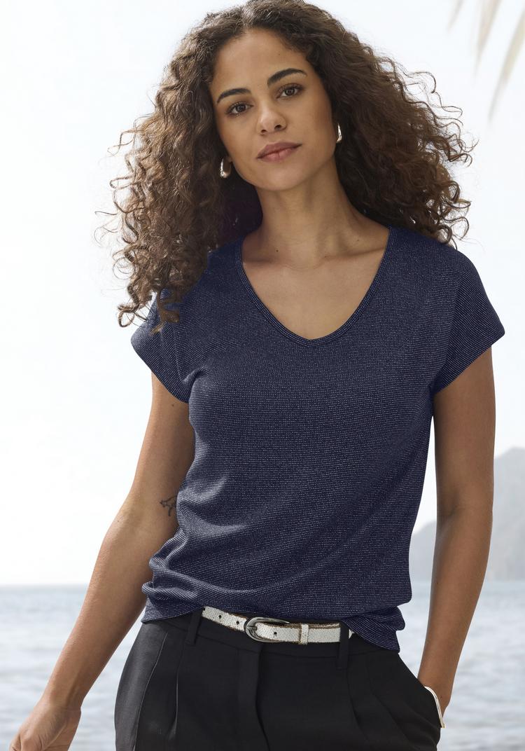 Lascana Lascana Kurzarmshirt T-Shirt Damen - navy - 2 | SportScheck