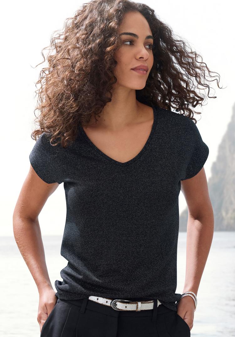 Lascana Lascana Kurzarmshirt T-Shirt Damen - schwarz - 1 | SportScheck