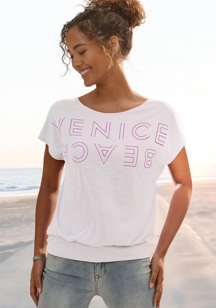 VENICE BEACH VENICE BEACH Rundhalsshirt T-Shirt Damen - wei&szlig;-flieder - 1 | SportScheck