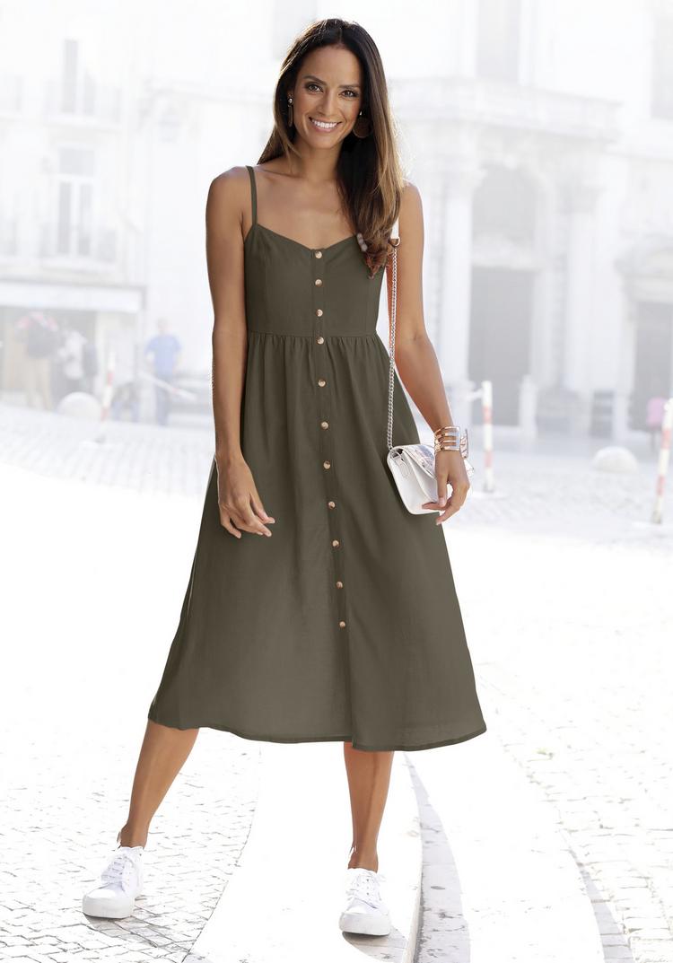 Lascana Lascana Sommerkleid Tr&auml;gerkleid Damen - khaki - 0 | SportScheck