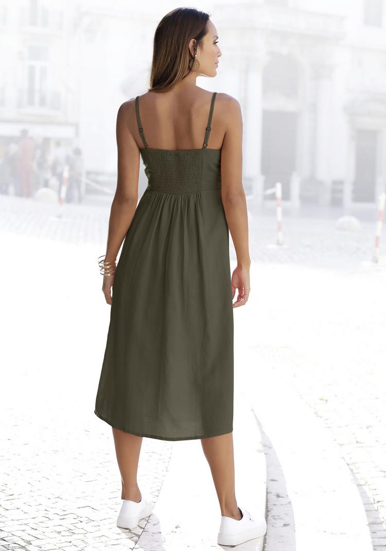 Lascana Lascana Sommerkleid Tr&auml;gerkleid Damen - khaki - 1 | SportScheck