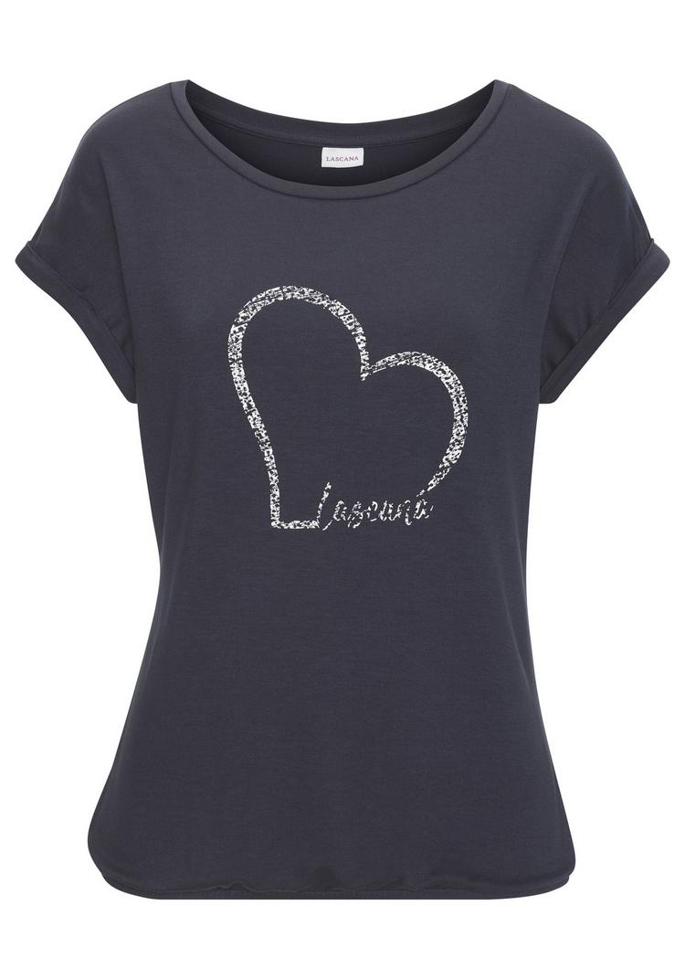 Lascana Lascana Kurzarmshirt T-Shirt Damen - navy - 0 | SportScheck