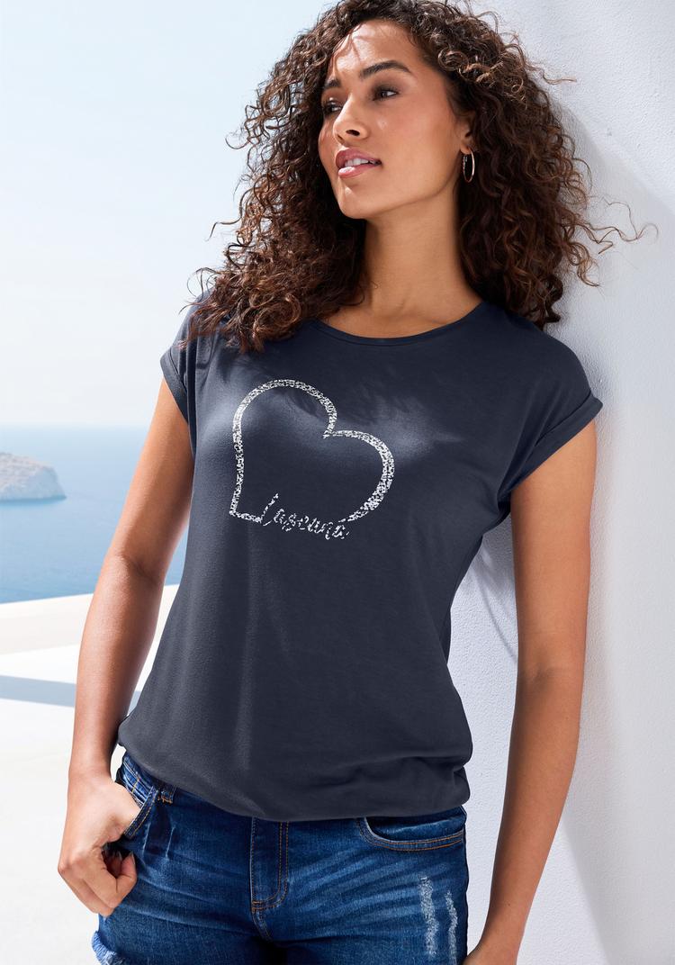 Lascana Lascana Kurzarmshirt T-Shirt Damen - navy - 0 | SportScheck