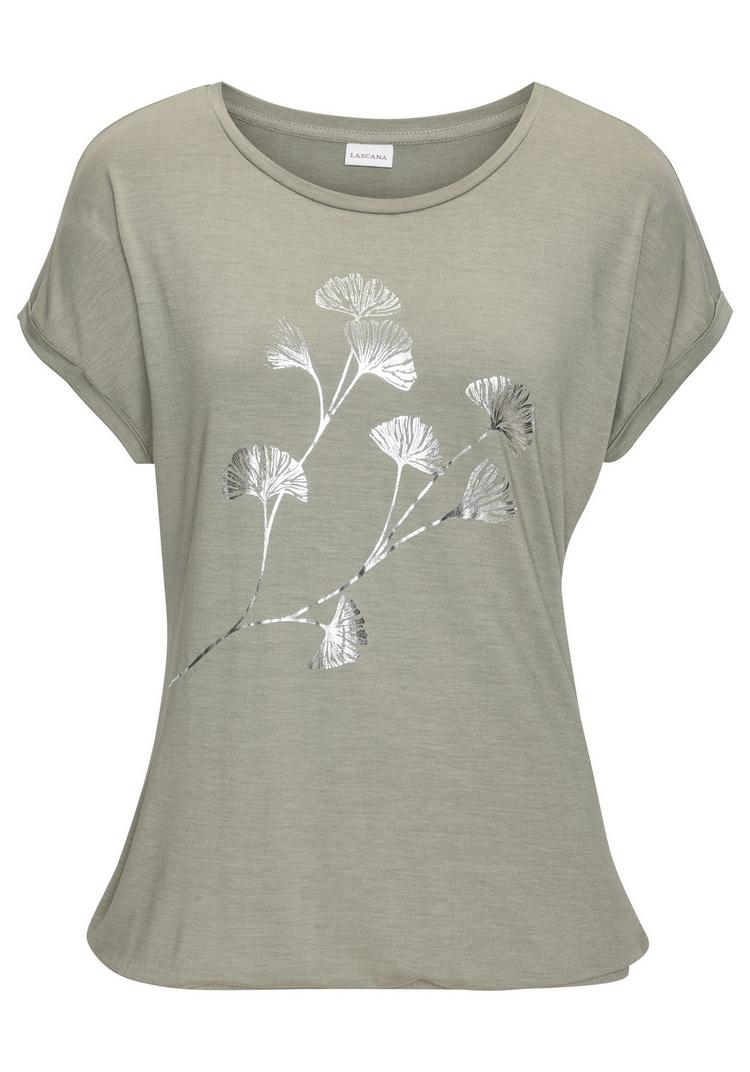 Lascana Lascana Kurzarmshirt T-Shirt Damen - khaki - 0 | SportScheck