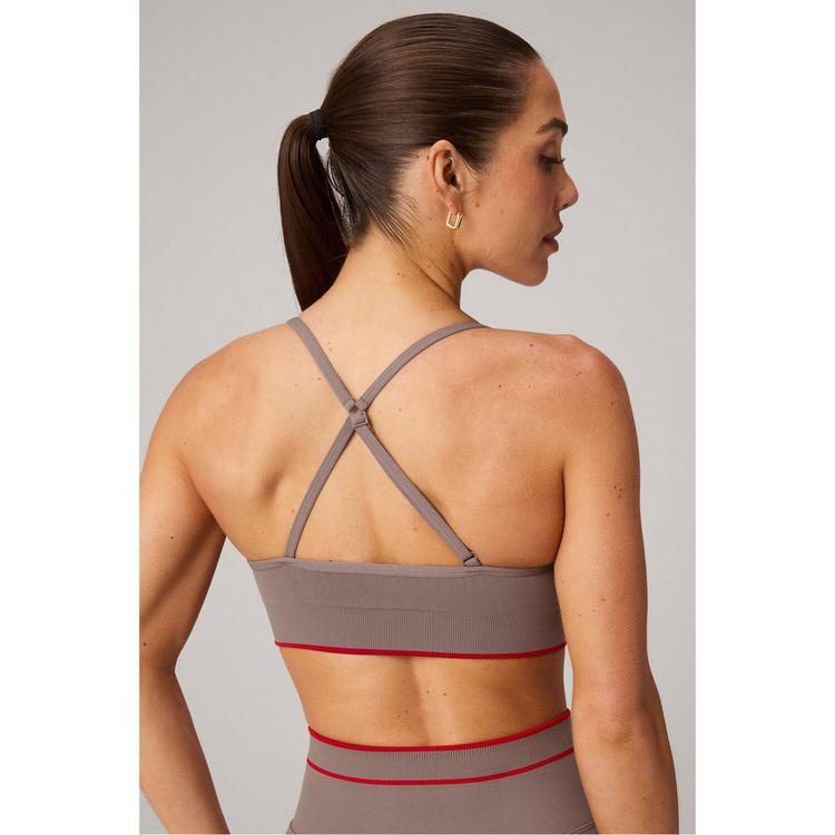 Fabletics Fabletics SEAMLESS V-NECK LOW IMPACT BRA BH Damen - DESERT SHADOWS/HEATED RED FABL - 1 | SportScheck