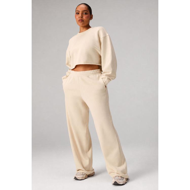 Fabletics Fabletics HEAVY TERRY OVERSIZED WIDE LEG SWEATPANT Trainingshose Damen - ALMOND MILK - 0 | SportScheck