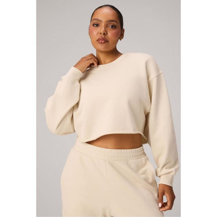 Fabletics Fabletics HEAVY TERRY CROPPED PULLOVER Sweatshirt Damen - ALMOND MILK - 0 | SportScheck