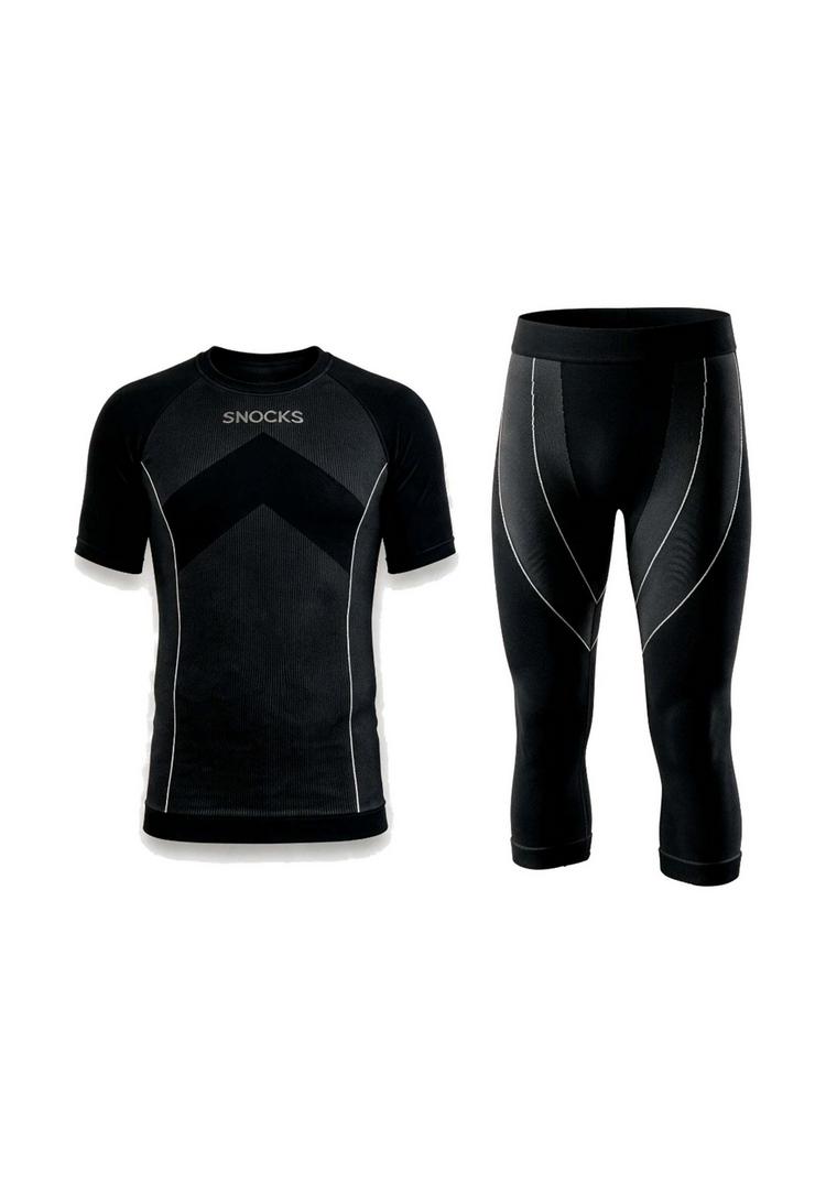 Snocks Snocks Thermounterw&auml;sche Set Herren 3/4 W&auml;scheset Herren - Black - 0 | SportScheck
