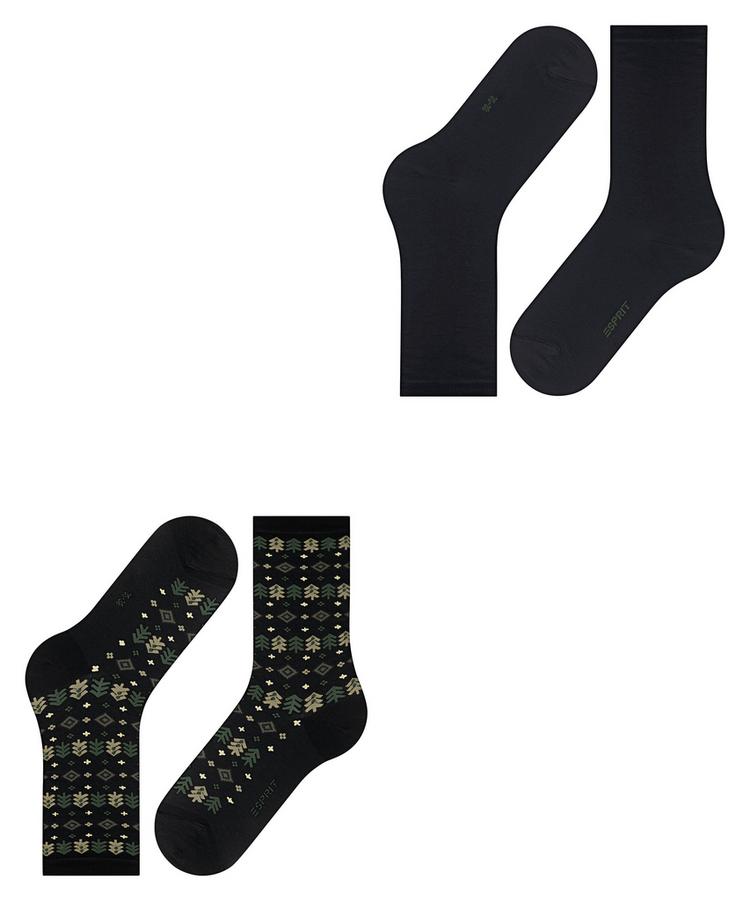 ESPRIT ESPRIT Frosty Trees SO 2P Socken Damen - black (3000) - 2 | SportScheck