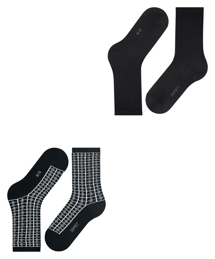 ESPRIT ESPRIT Retro Plaid 2-Pack Socken Damen - black (3000) - 2 | SportScheck