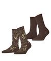 ESPRIT Frosted Garden SO 2P Socken Damen - chocolate (5272)